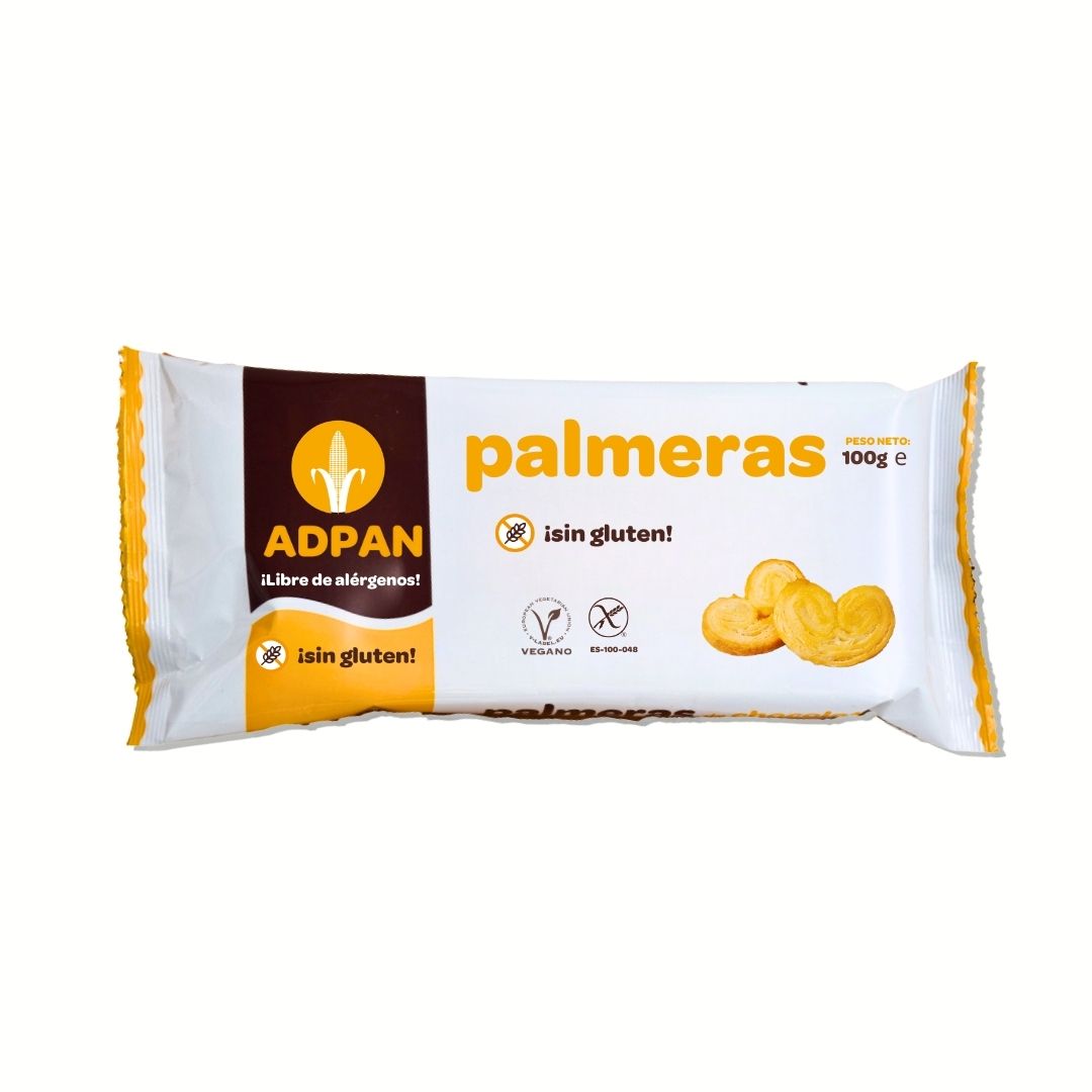 Paquete palmeras de hojaldre sin gluten de 100g